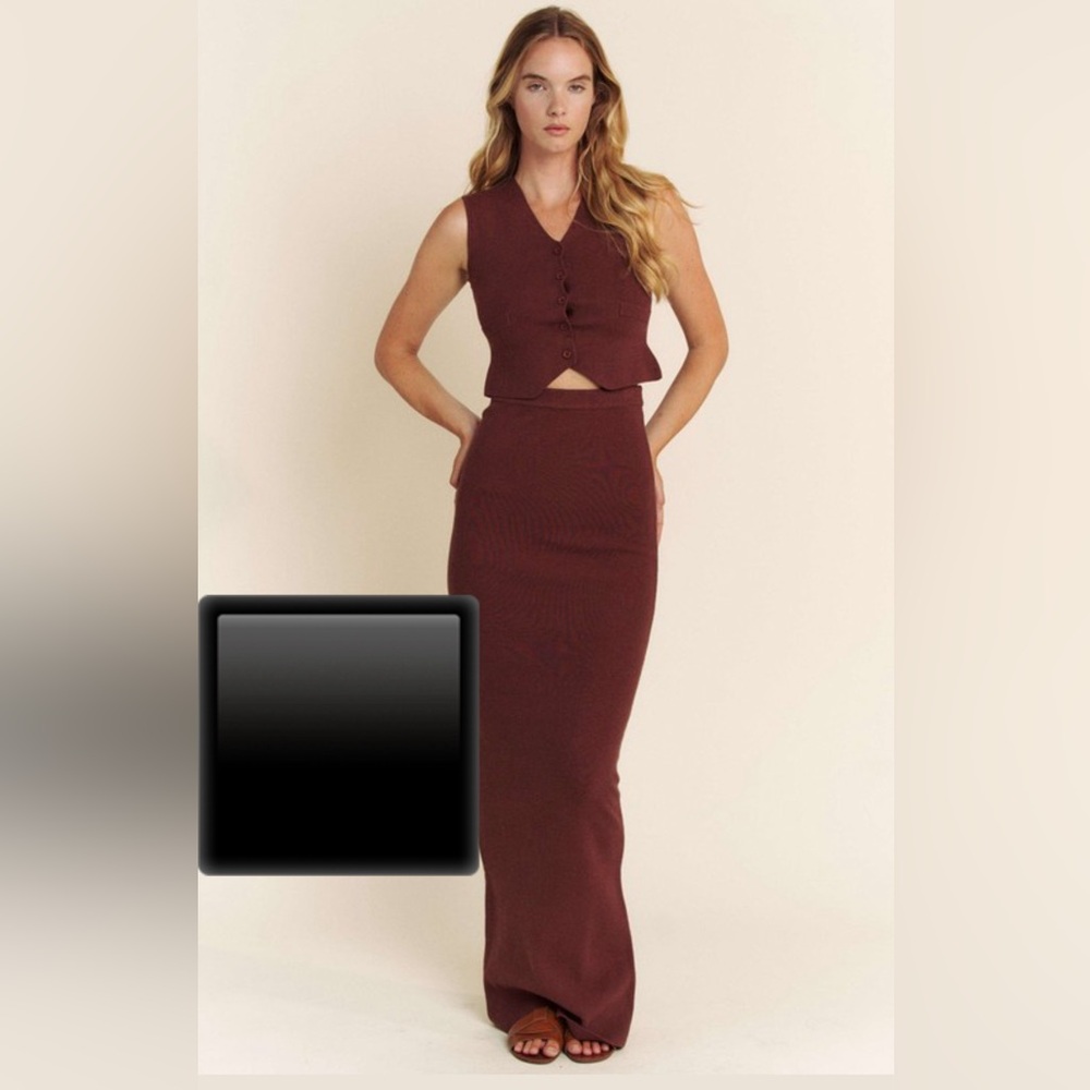 BLACK Knit Vest and Maxi Skirt Set